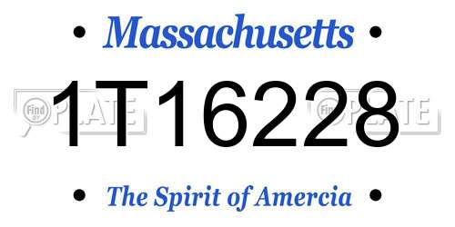 1T16228 Massachusetts License Plate