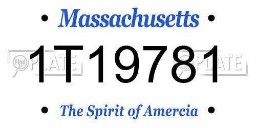 1T19781 Massachusetts License Plate