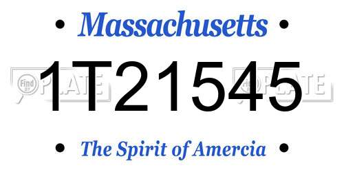 1T21545 Massachusetts License Plate