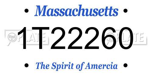 1T22260 Massachusetts License Plate