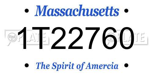 1T22760 Massachusetts License Plate