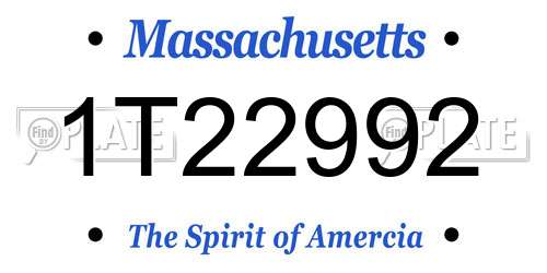 1T22992 Massachusetts License Plate