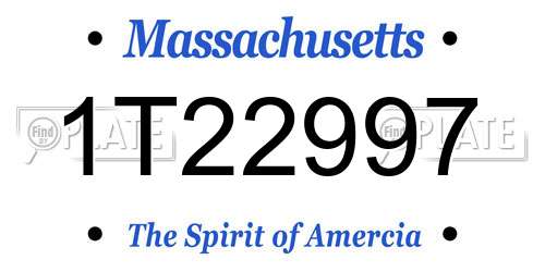 1T22997 Massachusetts License Plate