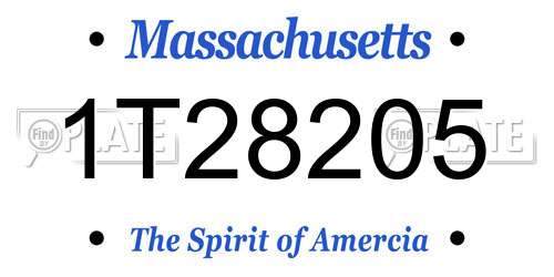 1T28205 Massachusetts License Plate