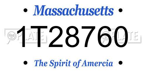 1T28760 Massachusetts License Plate