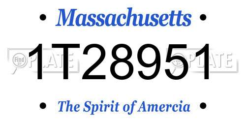 1T28951 Massachusetts License Plate