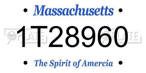 1T28960 Massachusetts License Plate