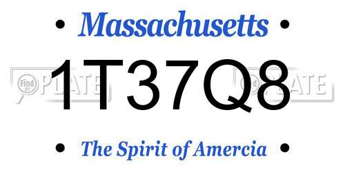 1T37Q8 Massachusetts License Plate
