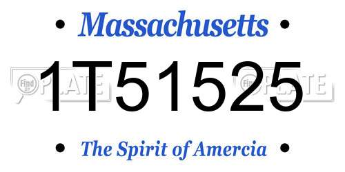 1T51525 Massachusetts License Plate