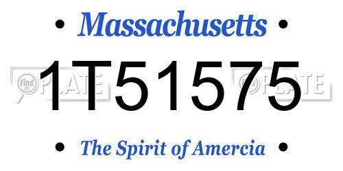 1T51575 Massachusetts License Plate