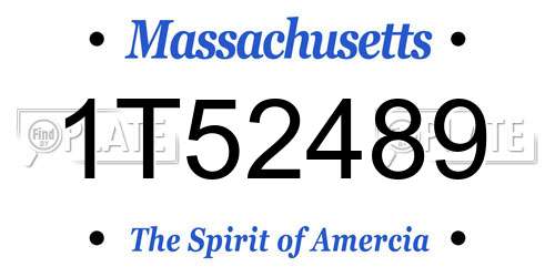 1T52489 Massachusetts License Plate