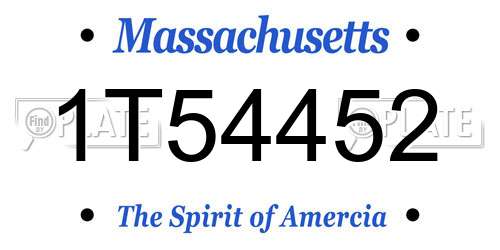 1T54452 Massachusetts License Plate