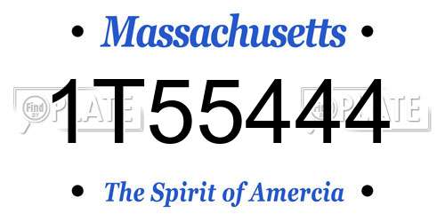 1T55444 Massachusetts License Plate