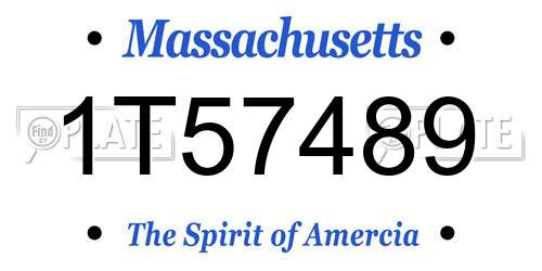 1T57489 Massachusetts License Plate