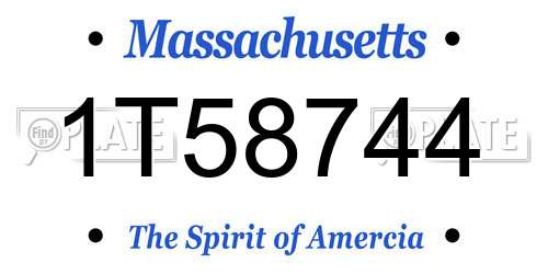 1T58744 Massachusetts License Plate