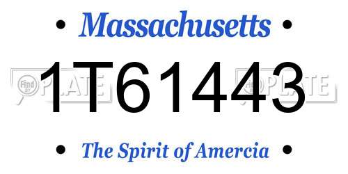 1T61443 Massachusetts License Plate
