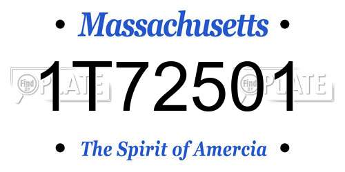 1T72501 Massachusetts License Plate
