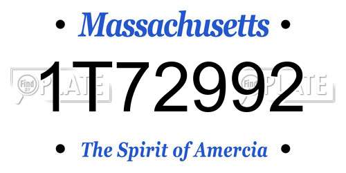 1T72992 Massachusetts License Plate