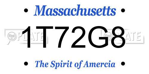1T72G8 Massachusetts License Plate