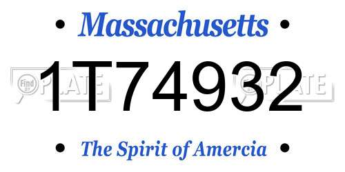 1T74932 Massachusetts License Plate