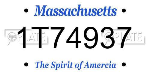 1T74937 Massachusetts License Plate