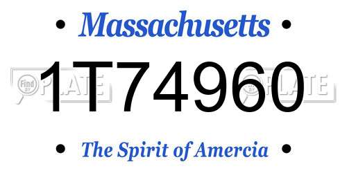 1T74960 Massachusetts License Plate