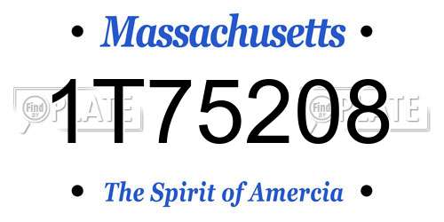 1T75208 Massachusetts License Plate