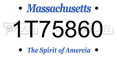 1T75860 Massachusetts License Plate