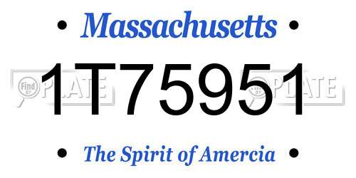1T75951 Massachusetts License Plate