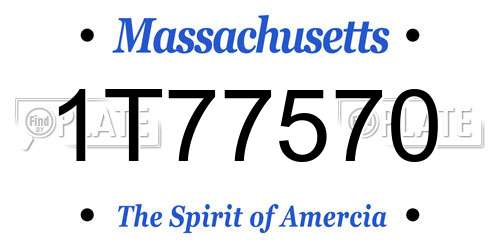 1T77570 Massachusetts License Plate