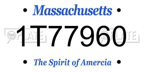1T77960 Massachusetts License Plate