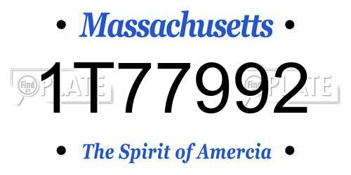 1T77992 Massachusetts License Plate
