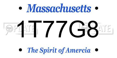1T77G8 Massachusetts License Plate