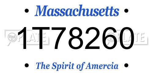 1T78260 Massachusetts License Plate