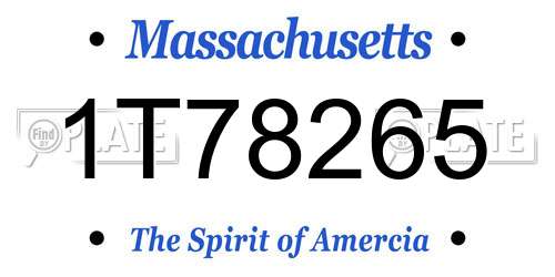 1T78265 Massachusetts License Plate