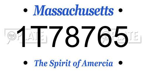 1T78765 Massachusetts License Plate