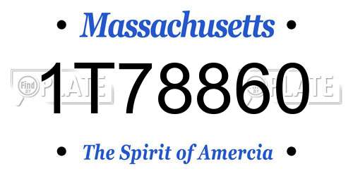 1T78860 Massachusetts License Plate