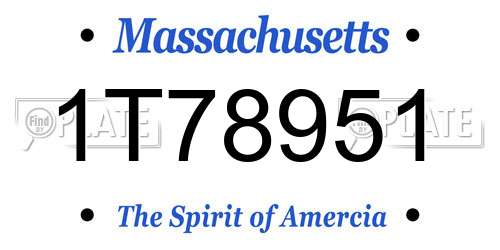 1T78951 Massachusetts License Plate