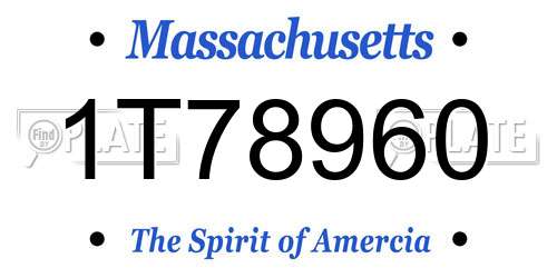 1T78960 Massachusetts License Plate