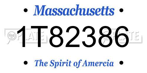 1T82386 Massachusetts License Plate