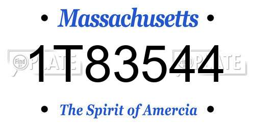 1T83544 Massachusetts License Plate