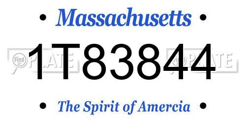 1T83844 Massachusetts License Plate