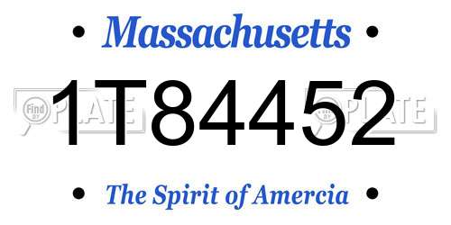 1T84452 Massachusetts License Plate