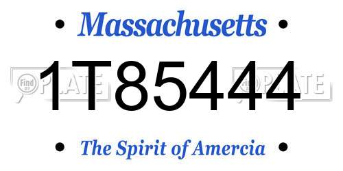1T85444 Massachusetts License Plate