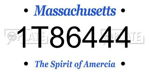 1T86444 Massachusetts License Plate