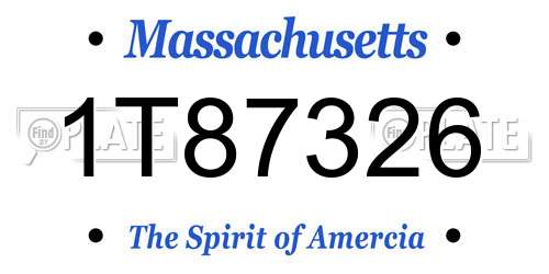 1T87326 Massachusetts License Plate