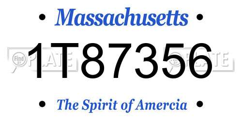 1T87356 Massachusetts License Plate