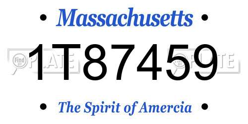 1T87459 Massachusetts License Plate