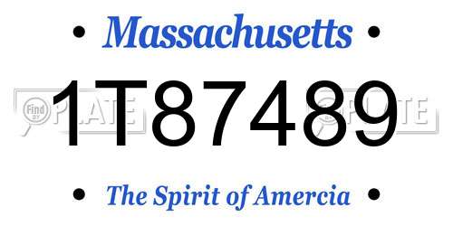 1T87489 Massachusetts License Plate