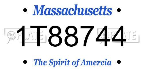 1T88744 Massachusetts License Plate
